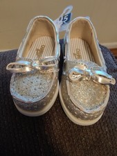 Toddler Girls Oshkosh Georgi4 Gold Glitter Boat Shoes Size 5