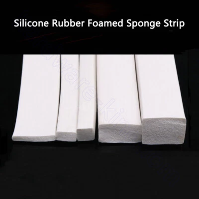 Silicone Rubber Foamed Sponge Strip Square Sealed Gasket Waterproof Bars White