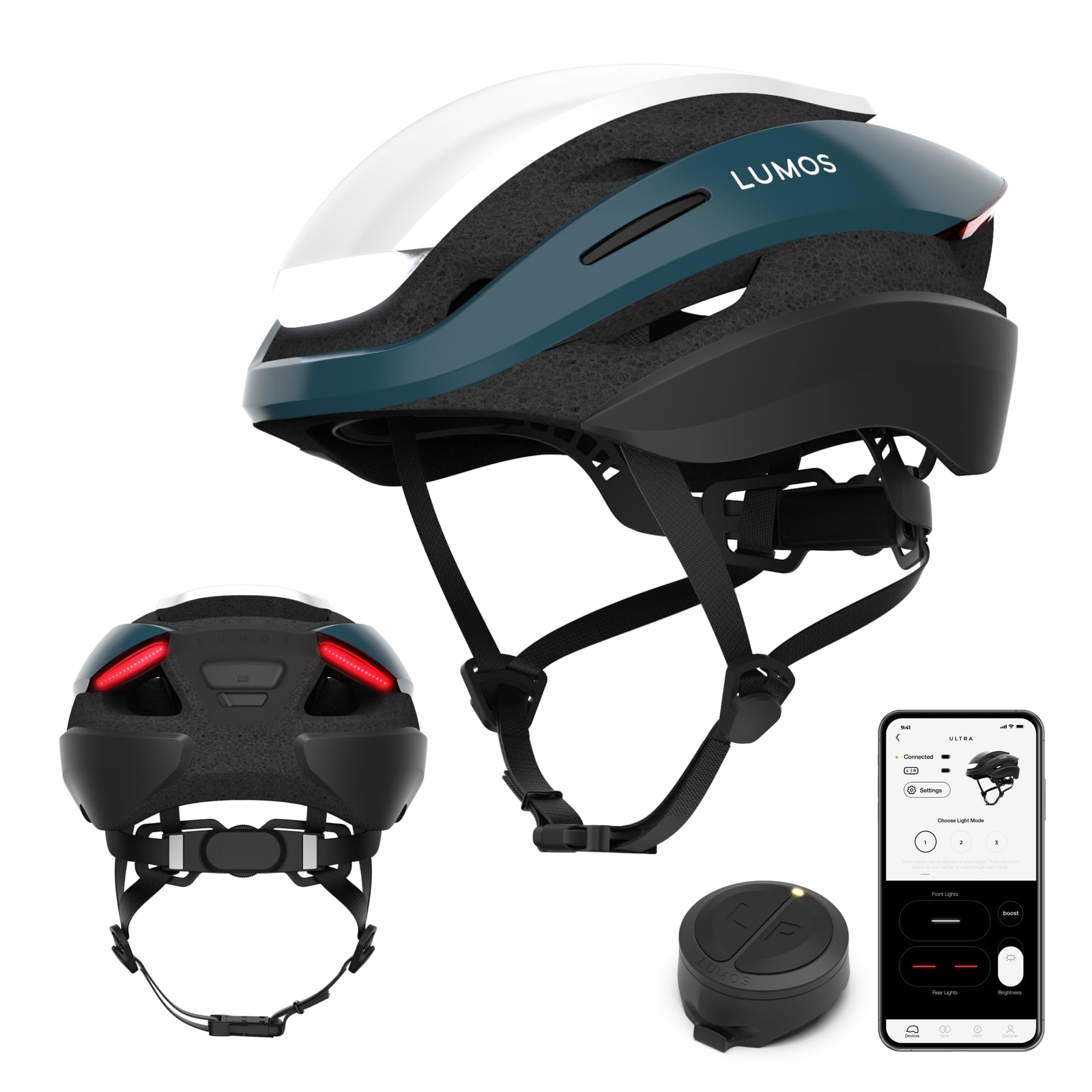 Lumos Ultra Smart Helmet | Casco da bicicletta | Luci LED anteriori e (z8l)