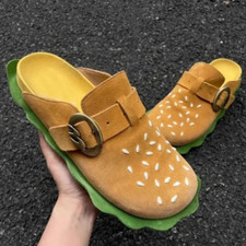 Women Flat Hamburger Slippers Soft Soles and Breathable Comfortable Lightweight