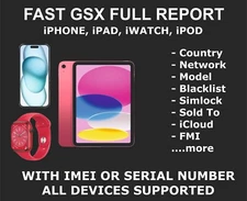 Full Info Check, For iPhone, iPad, iPod, iWatch, Fmi, Sold by, Carrier, Country