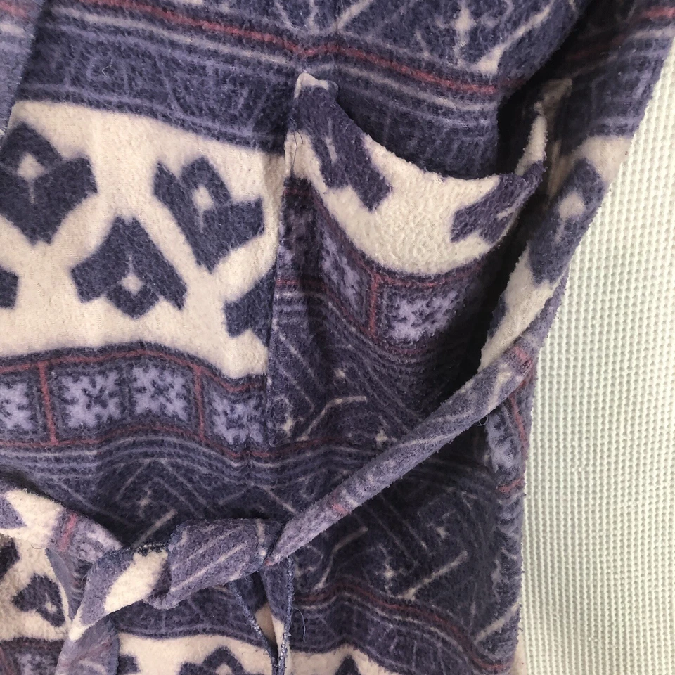 Night Gear bath robe women’s large purple aztec geometric patterns 50" Vtg - Image 4 of 4