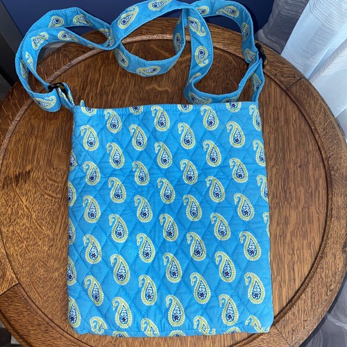 Vera Bradley Paisley Shoulder Bag With Strap, Zipper (Blue, Green) Cotton Large - Picture 2 of 12