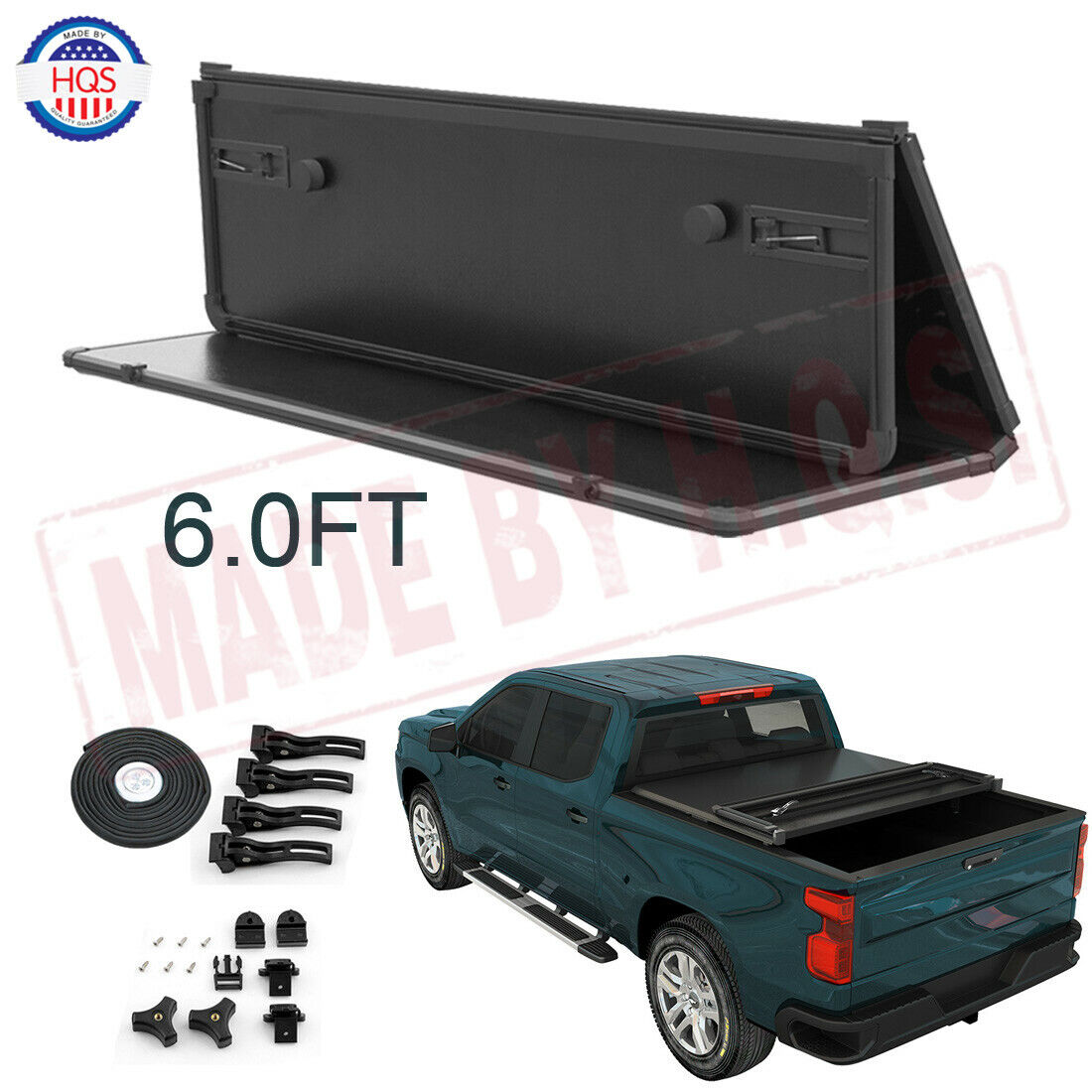 6" Solid Hard Tri-Fold Tonneau Cover For 2005-2018 Toyota Tacoma 6 Ft Short Bed 