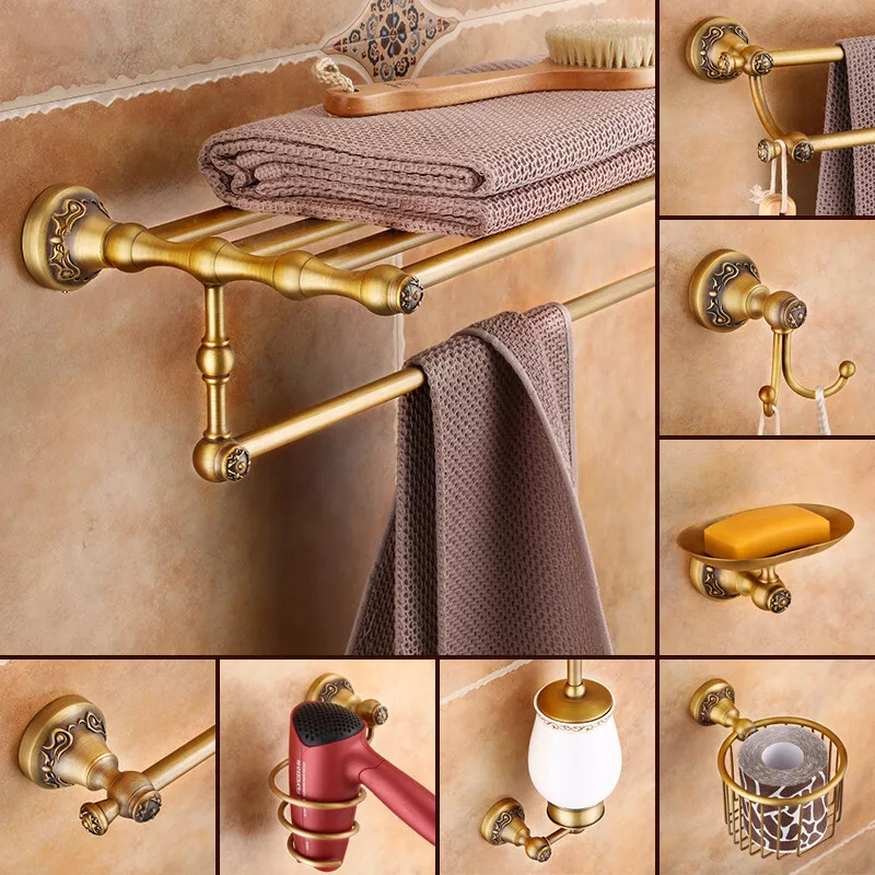 Antique Brass Bathroom Accessories Towel Bar Ring Holder Bathroom Hardware  Set