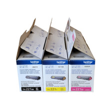 3 Genuine BROTHER TN-221 TN-221M TN-221Y TN-221BK Toner Cartridges - OPENED BOX