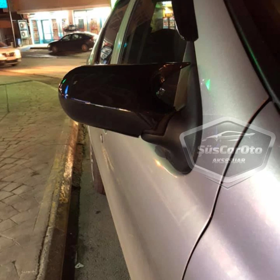 Para Fiat Albea 2002-2009 Batman Murciélago Ala Espejo Cubierta Piano Negro Plástico Par Foto 3 de 4