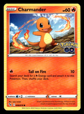 Charmander 008/078 (NM, Pokemon Card, Pokemon Go, 2020, Fire, Common)