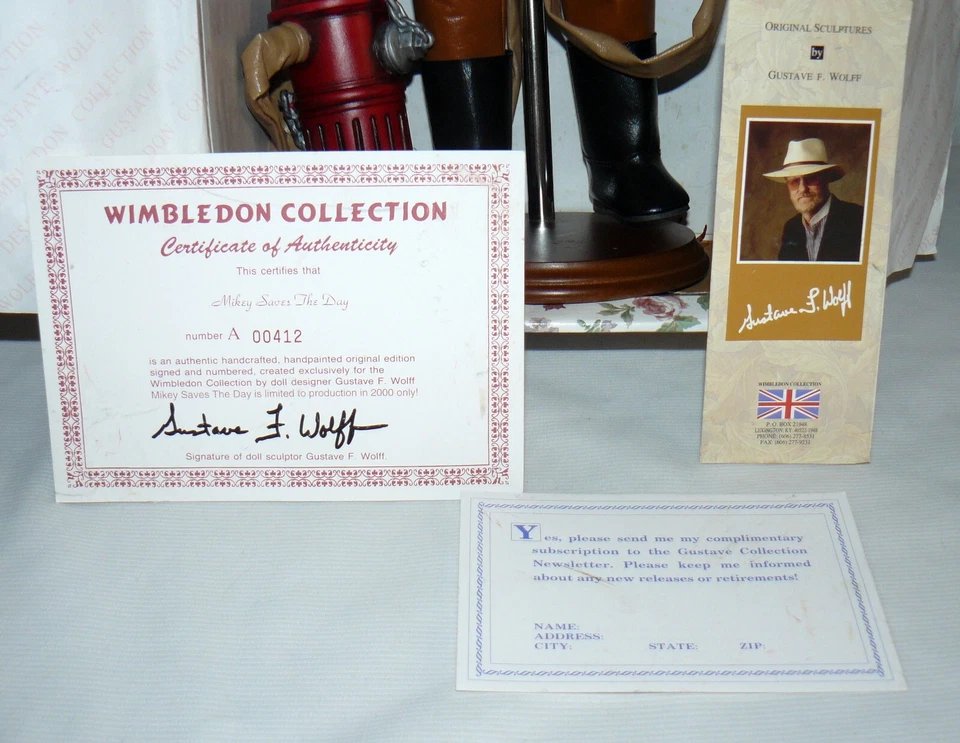 Gustave Wolff 18" Fireman Mikey Saves The Day Doll Signed Certificate Porcelain - Image 4 of 4