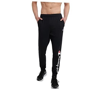  Men's Joggers, Lightweight Lounge Pants, Jersey Graphic Large Black Script