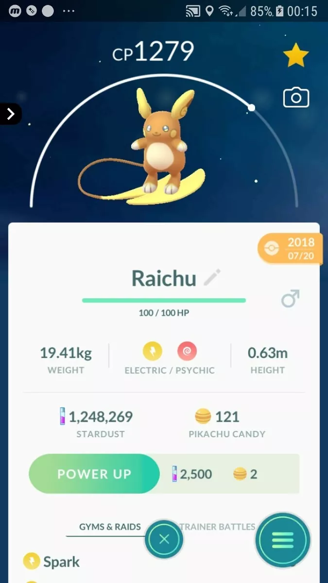 Alolan Raichu Pokemon Trade Go