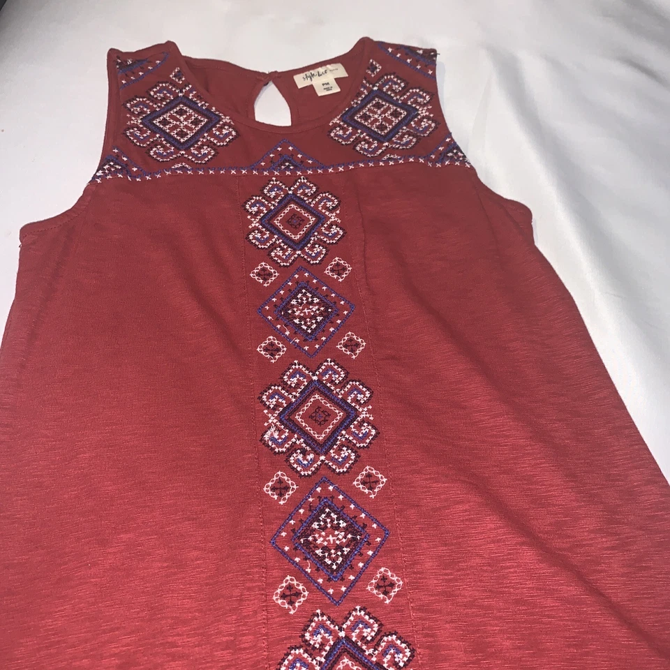 Style & Co 红色带设计女式无袖连衣裙 PM 码 #1013 — 第 4/4 张图片