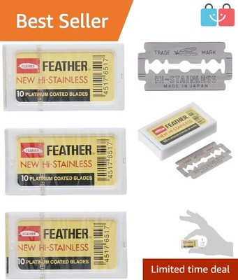Premium 30 Count Double Edge Razor Blades - Platinum Coated Steel Quality