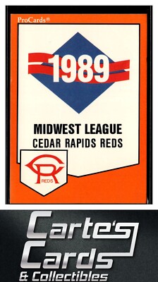 Cedar Rapids Reds 1989 ProCards Minor League Team Sets #910 Cedar Rapids Reds