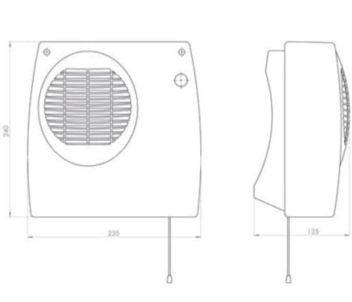 Hyco Zephyr DF20 2kW Downflow Bathroom Fan Heater with Step Down ...