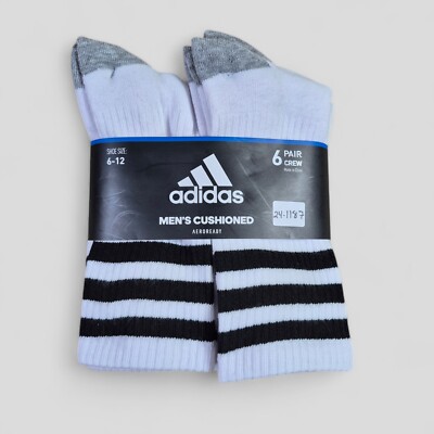 ADIDAS Mens Socks Crew Aeroready Cushion Everyday Pair Shoe Size