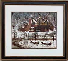 Charles Wysocki "Evening Sled Ride" New CUSTOM FRAMED Art Americana