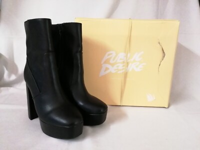 Public Desire Black PU Platform Heeled Ankle Boot 5