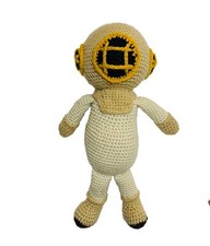 Diver Handmade Crochet Gift Deep Sea Ocean Plush Tan Brown 14in Soft Fuzzy