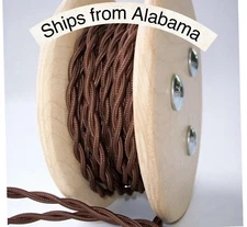 Brown TWISTED 2-Wire Cloth Covered Cord, 18ga. Vintage Style Lamps Antique Look