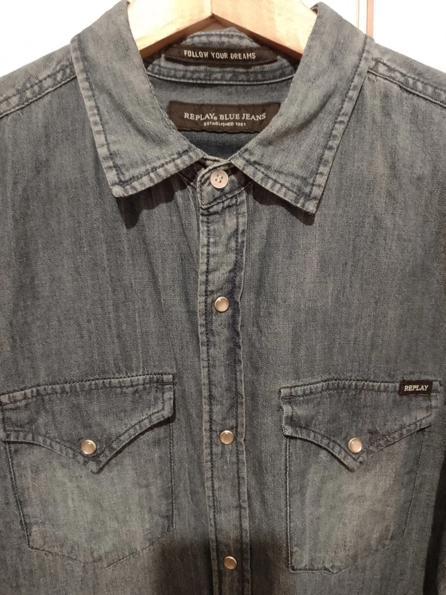 REPLAY MENS Denim Vintage Shirt Size Medium eBay