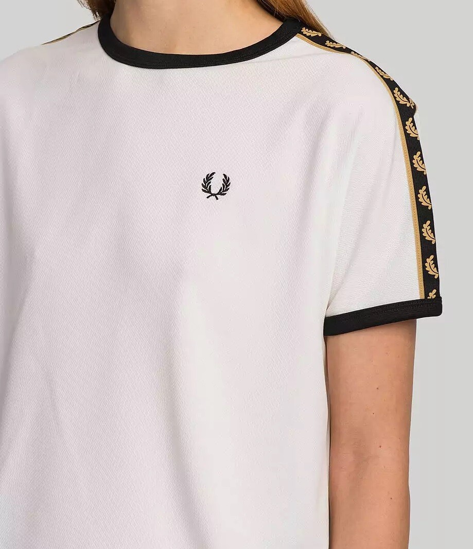 Fred Perry Boxy Taped Ringer T-shirt G1100 Snow White New