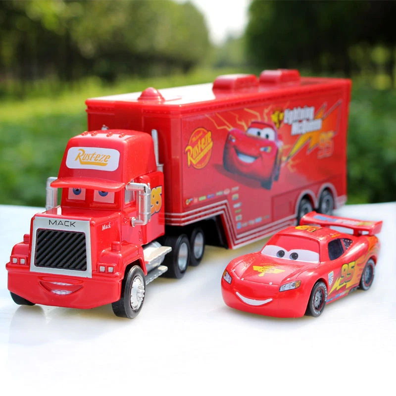 Disney Pixar Cars Lightning McQueen & Mack Superliner Racing Car Truck Diecast 