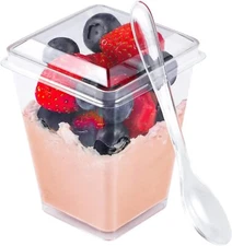 50Pack 5oz Plastic Dessert Cups with Spoons Parfait Cups