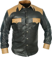 Men's Leather Shirt Real Lambskin Lederhemd Jacket Biker Slim Fit Cuir