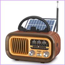 J-150 Retro Vintage Radio Bluetooth, Portable Radio AM FM Transistor Solar/Batte