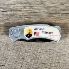 Millard Fillmore 13th President- Folding Lockback Pocket Knife Flag