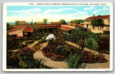 Ramon's Marriage Place Inner Court, San Diego, California Vintage Postcard