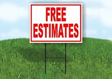 Free Estimates RED Yard Sign Road with Stand LAWN SIGN
