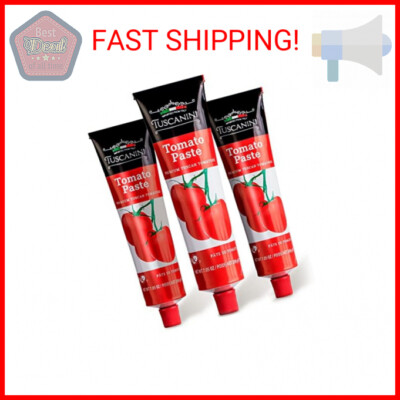 Tuscanini Premium Double Concentrated Tomato Paste Tube, 7.5oz (3 Pack) Made wit