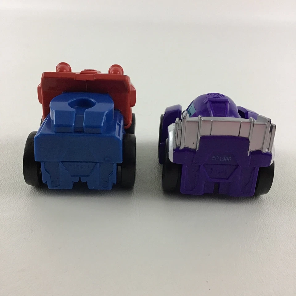 Lote de figuras Playskool Heroes Transformers Flip Racers Optimus Prime Blurr 2,5" Foto 4 de 4