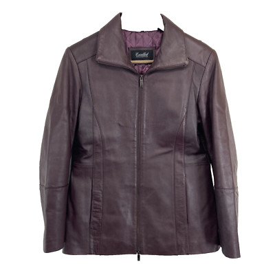 Excelled Collection Mens Size Medium Red Wine Burgundy Leather Bomber Jacket