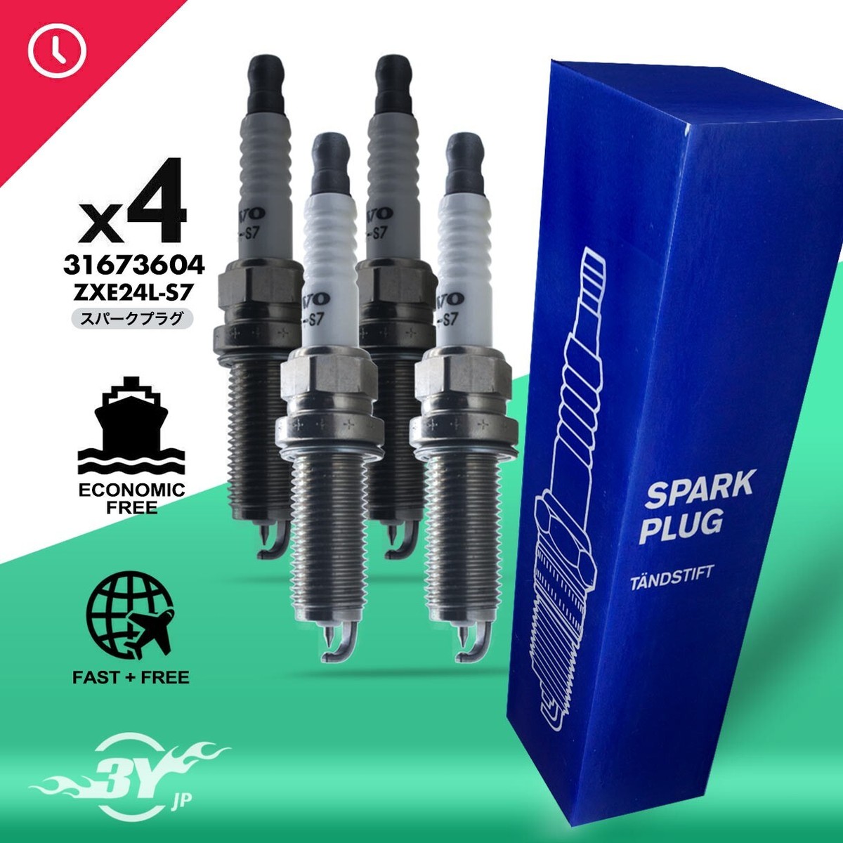 New 4PC Genuine Spark plug ZXE24L-S7 For VOLVO XC40 (536) 2.0 2019