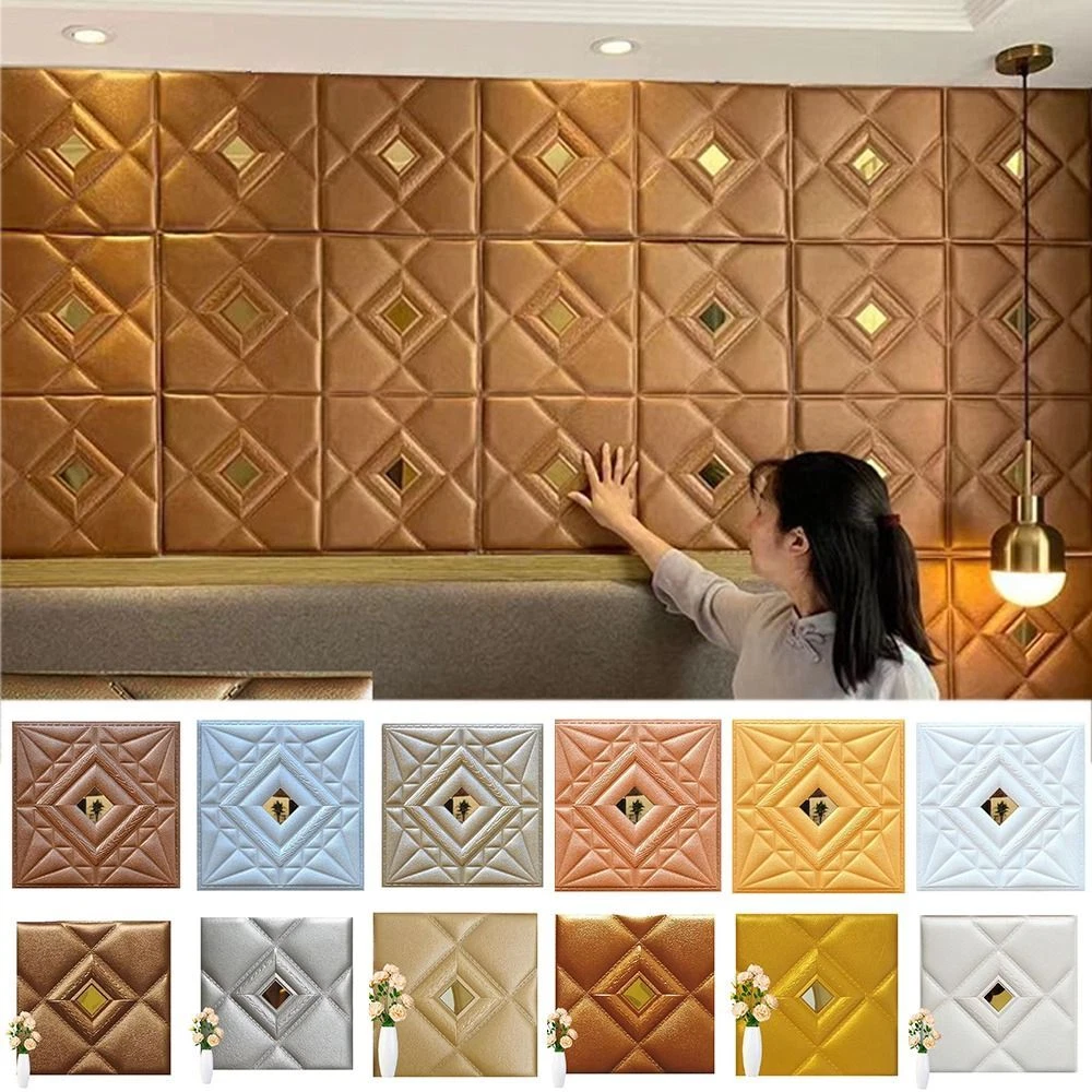 2PCS Soft 3D Wallpaper Foam Panel Wall Decals Brick Wall Sticker