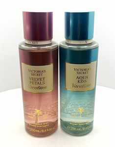 Victoria's Secret Vacation Fragrance Mist Set 2 Velvet Petals Aqua Kiss 250 mL