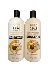 Pro Silk Salon Shampoo & Conditioner Set with Shea Butter & Coconut Oil. 32oz EA