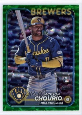 2024 Update Debut Green Crackle Foilboard 374/499 Jackson Chourio Rookie RC 1r8i