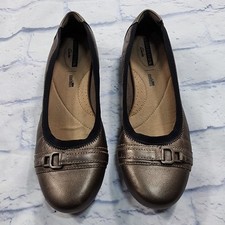 Clarks Collection WOMENS SZ 8 Kinzie Light Pewter Leather Slip On Loafers Flats