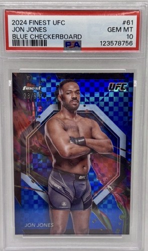 2024 Topps Finest UFC ‘BLUE CHECKERBOARD REFRACTOR’ Jon Jones 🔥(/99) 🔥PSA 10