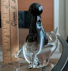 VTG Murano Art Glass Sea Lion Seal Ball Figurine Sommerso Gray & Clear Sculpture