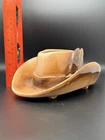 Vintage McCoy USA Pottery Cowboy Hat Planter Glazed Western Decor 8” Brown