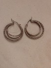 Small Lightweight Silver Tone Double Hoop Earring Summer Cool Tone — photo 1