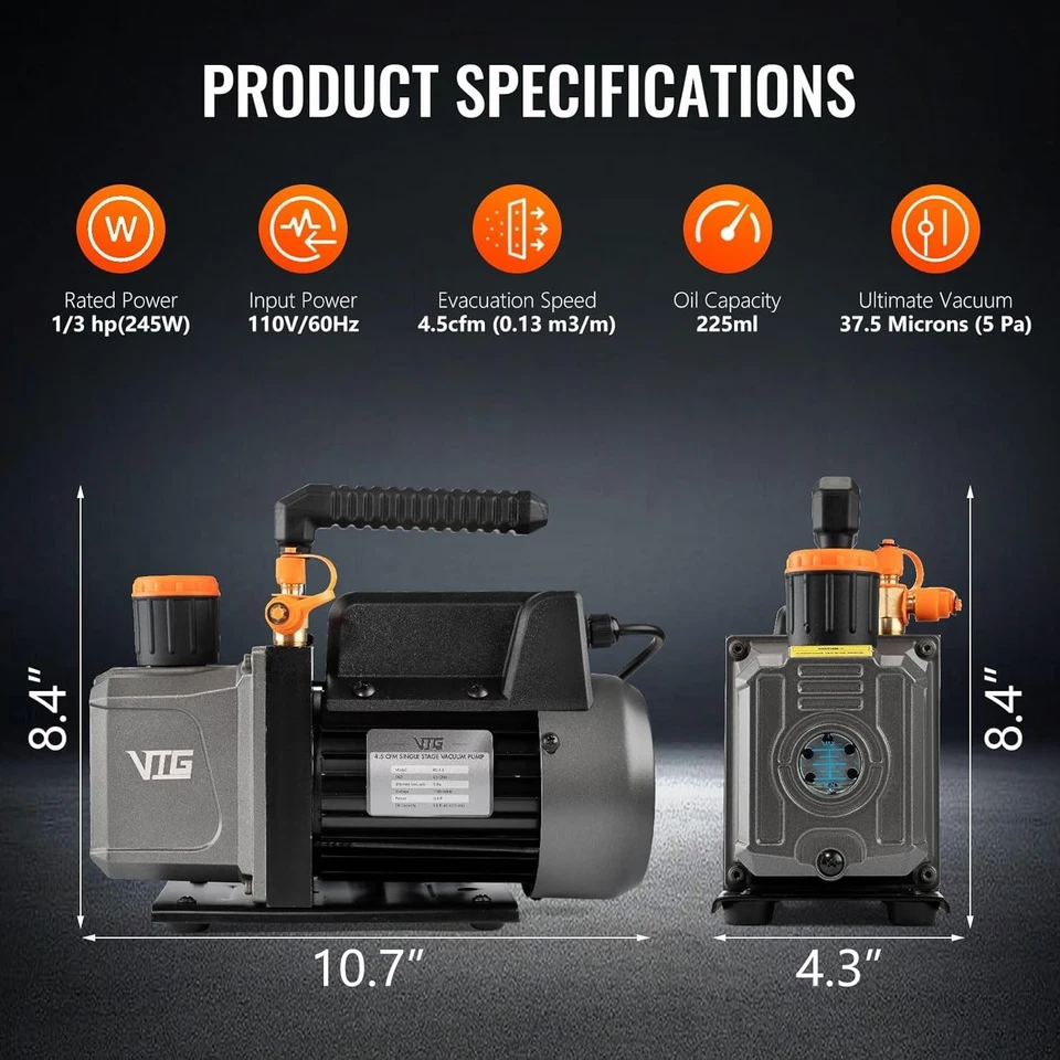 Kit completo de medidor de colector de 4,5 CFM con estuche de almacenamiento duradero y mangueras Foto 4 de 4