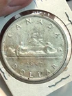 1957 Canada Silver One Dollar Coin AU Details #81