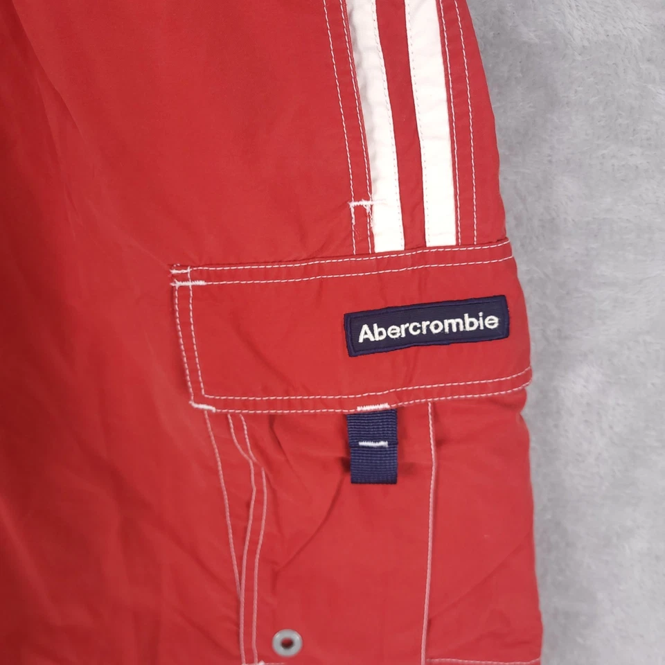 Abercrombie & Fitch Shorts Men Small Red Cargo Hybrid Swim Trunks Y2k Drawstring - Image 3 of 4