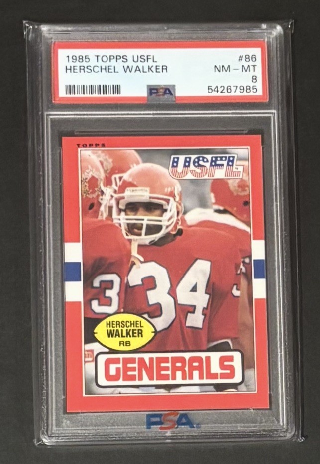 1985 TOPPS USFL #86 HERSCHEL WALKER PSA 8